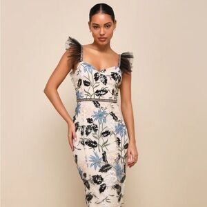 Lulu’s Show Stopper Embroidered Sequin Bodycon Mini Dress